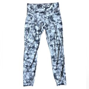 Athleta Tie Dye Leggings Marbled Grey and White
